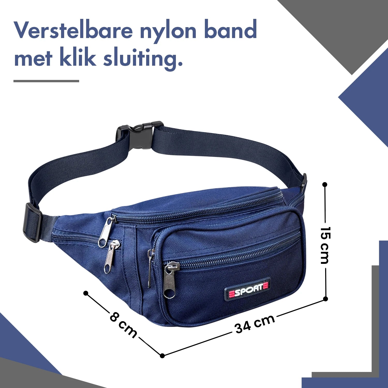 Heuptasje Dames / Heren - Fanny Pack - Buideltasje Nylon - Lichtgewicht - 6 vakken