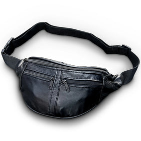 THL Design - Leren Heuptas Dames / Heren - Buideltas - Fannypack - Plat Model - Echt Leer Zwart