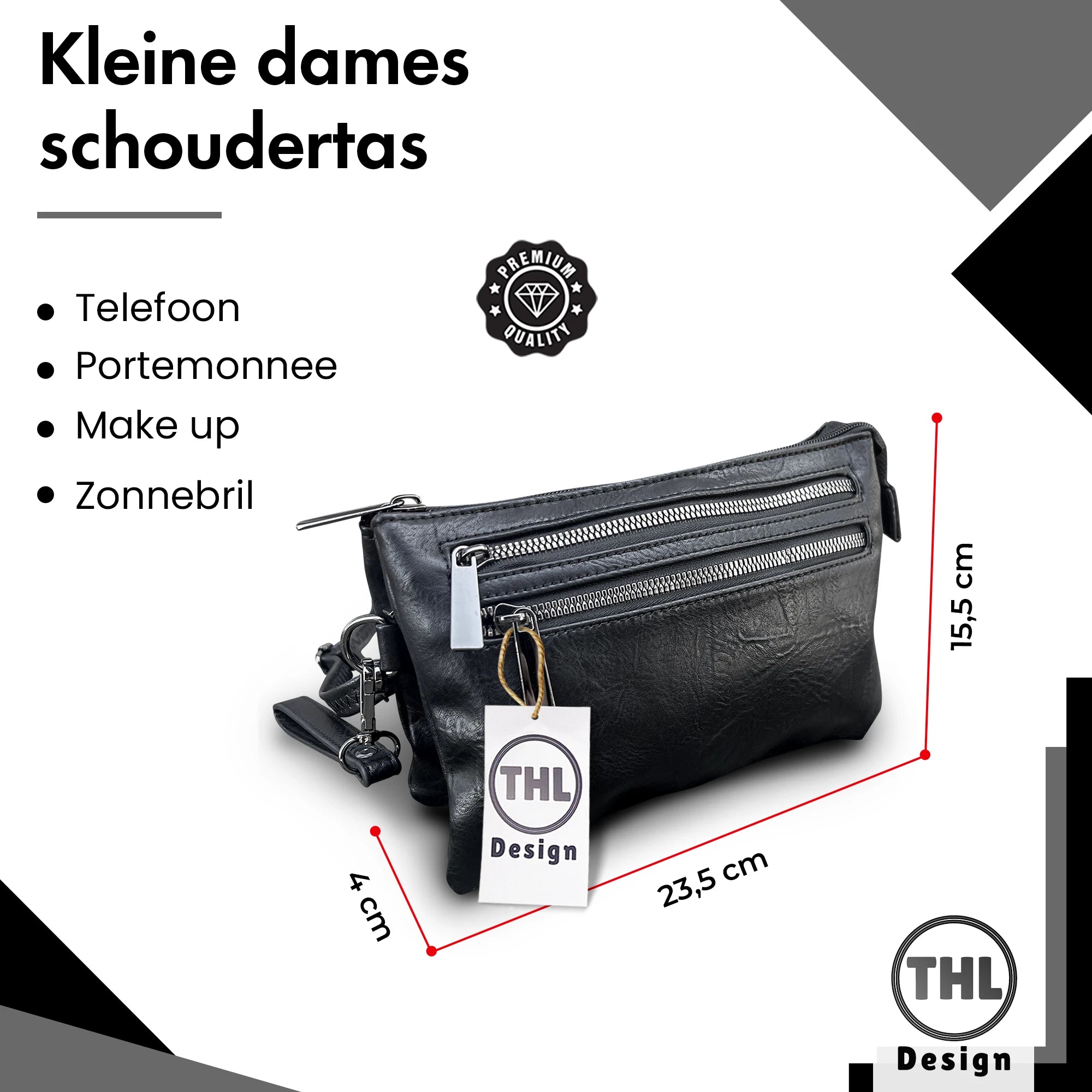 THL Design - Dames Schoudertas - Klein tasje - Veel Vakken