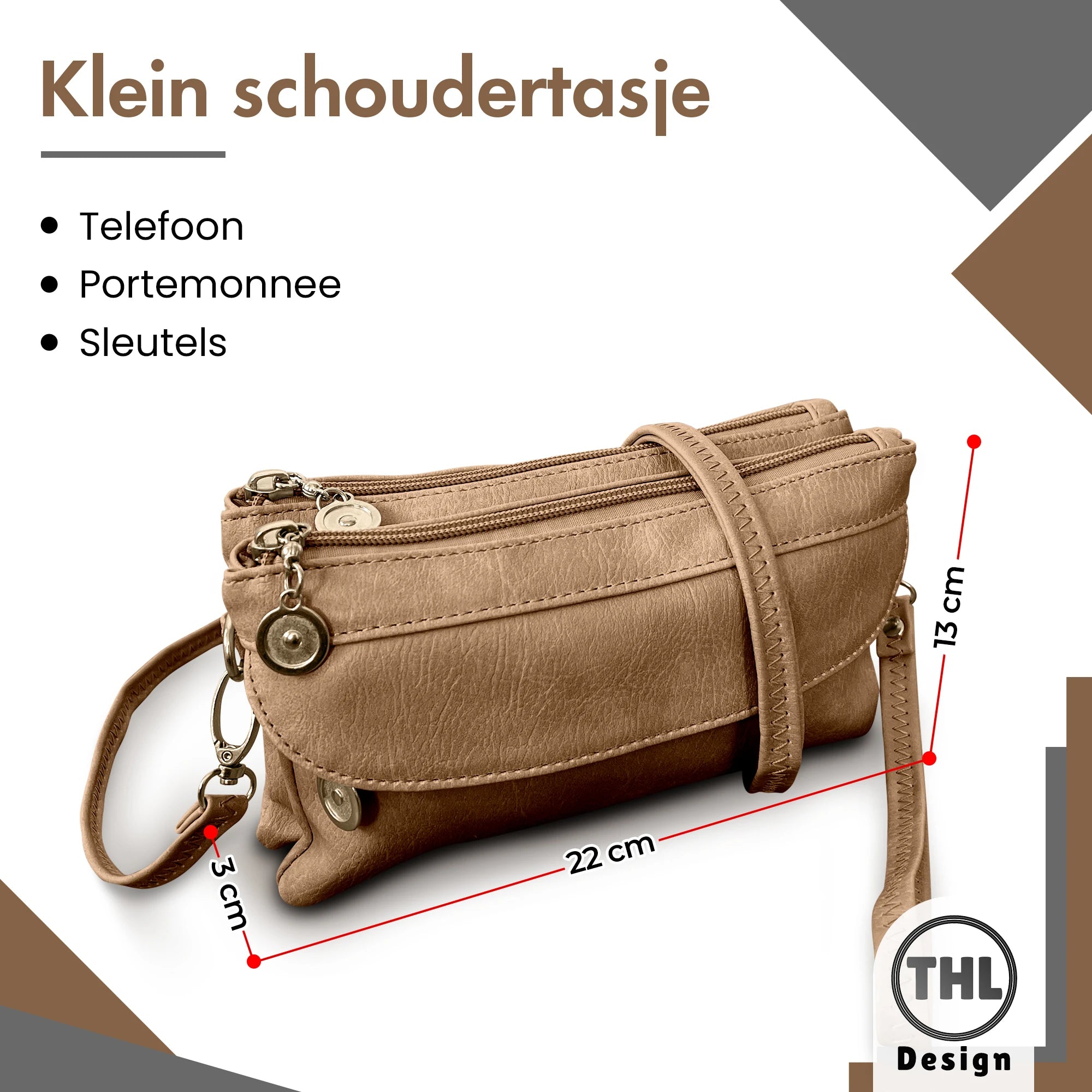 THL Design - Kleine Dames schoudertas - Klein tasje - Clutch