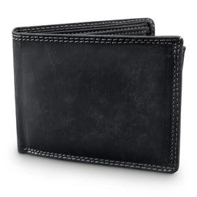THL Design - Leren Portemonnee Heren - Portefeuille Heren - Billfold - RFID Bescherming - Vintage Leer - Zwart