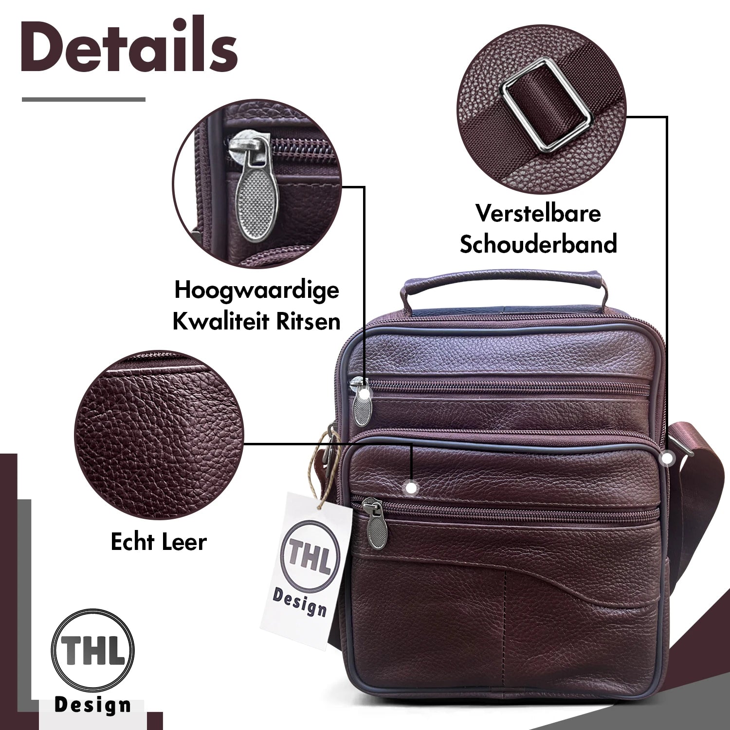 THL Design – Leren Schoudertas Heren - M