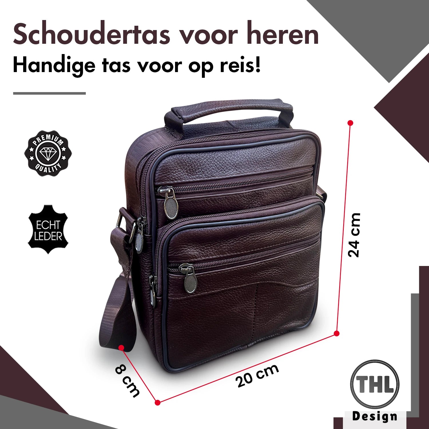 THL Design – Leren Schoudertas Heren - M