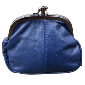 THL Design - Dames Knip Beurs - Beursje Medium - Portemonnee Dames - Leer - Donkerblauw