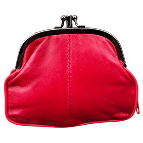 THL Design - Dames Knip Beurs - Beursje Medium - Portemonnee Dames - Leer - Rood