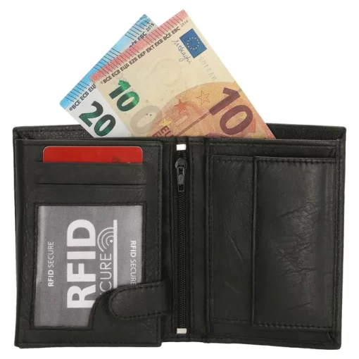 Heren portemonnee zwart Bilfold(hoog model) RFID