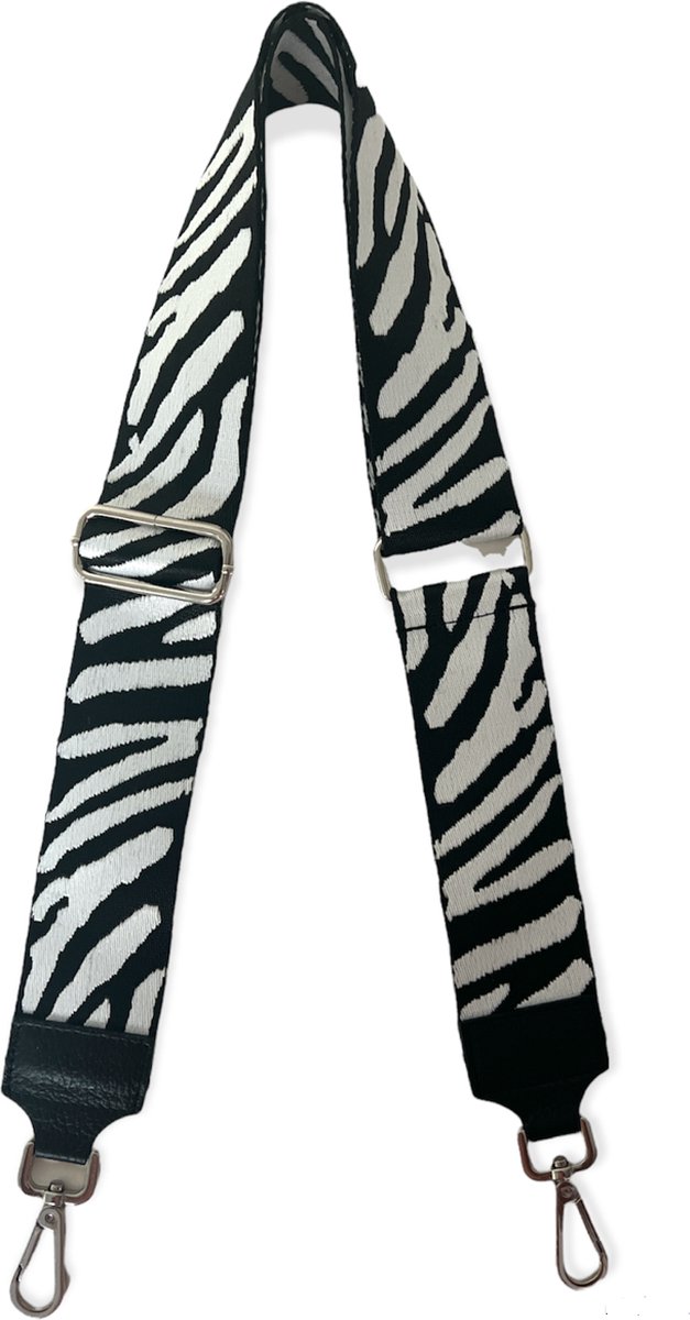 serie aflevering terrorisme THL Design Schouderband Voor Tas Tassenriem Tas Hengsel Bag Strap  Verstelbaar Zilverkleurig Zebra Zwart Wit - Lute Lederwaren